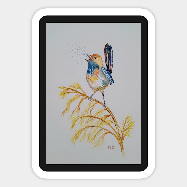 Blue Wren, bird design, bird art Sticker by GarryGreenwood